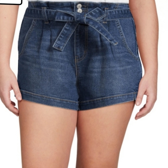 NOBO Denim Two Button Paper Bag Self Tie High Waisted Shorts Size XXL/19 - Picture 7 of 7